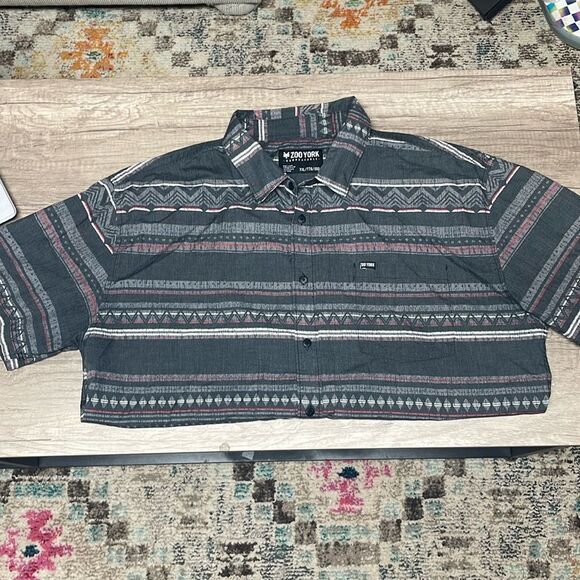 ZooYork Unbreakable gray, red, white button up - Picture 1 of 5